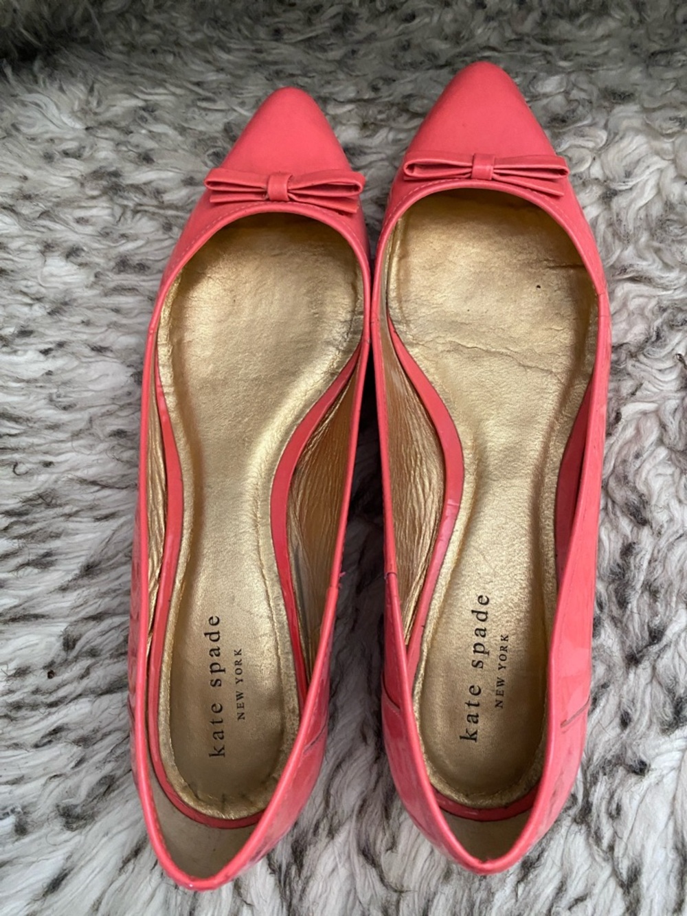 Kate Spade Hot Pink Pointed-Toe Bow Flats